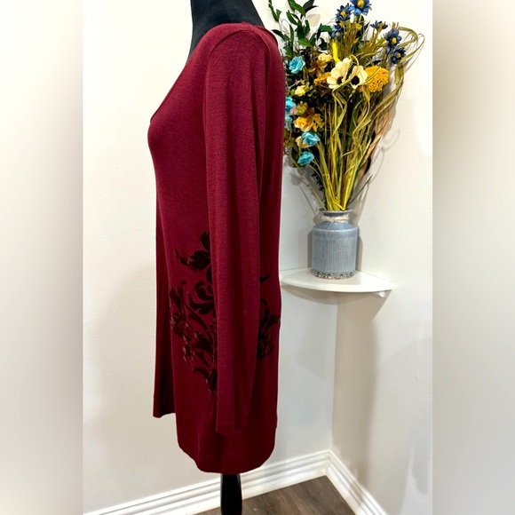 Soft Surroundings Burgundy Velvety designs  Tunic or Dress size Small - Picture 2 of 9